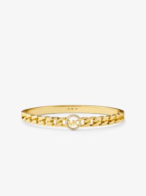 MKC1381AN - 14K Gold-Plated Sterling Silver Pavé Logo Curb Link Bangle GOLD