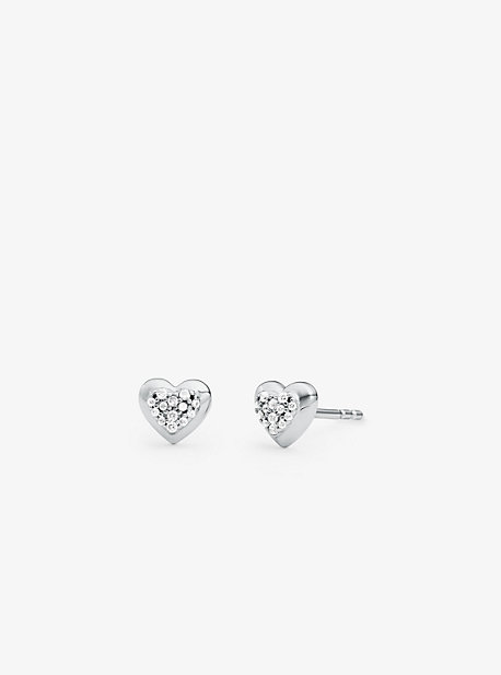 MKC1457AN - Sterling Silver Pavé Heart Stud Earrings SILVER