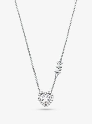 MKC1520AN - Sterling Silver Pavé Heart Necklace SILVER