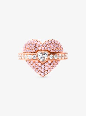 MKC1533BB - 14K Rose-Gold Plated Sterling Silver Pavé Heart Ring ROSE GOLD