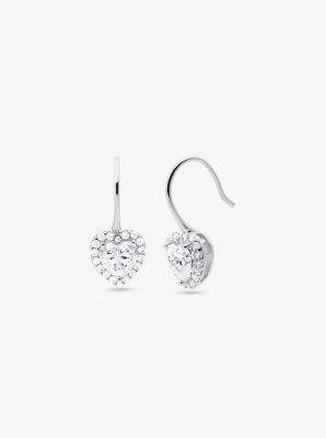 MKC1539AN - Sterling Silver Pavé Heart Drop Earrings SILVER