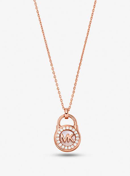 MKC1562AH - Precious Metal-Plated Sterling Silver Pavé Padlock Necklace ROSE GOLD