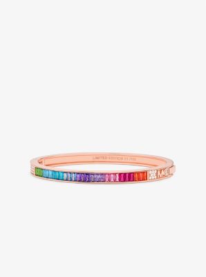 MKC1576AY - PRIDE Limited-Edition 14K Rose Gold-Plated Rainbow Pavé Logo Bangle ROSE GOLD