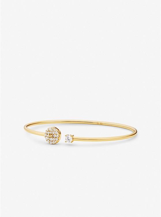 MK MKC1590AN Precious Metal-Plated Sterling Silver Pavé Disc and Stud Bangle Bracelet GOLD
