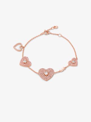MKC1609BB - 14K Rose Gold-Plated Sterling Silver Pavé Heart Bracelet ROSE GOLD