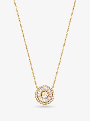 MKC1634AN - Precious Metal-Plated Sterling Silver Pavé Halo Necklace GOLD