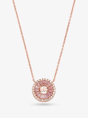 MKC1634BB - 14k Rose Gold-Plated Sterling Silver Pavé Halo Necklace ROSE GOLD