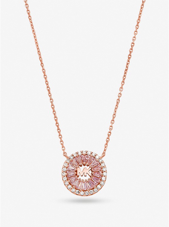 MK MKC1634BB 14k Rose Gold-Plated Sterling Silver Pavé Halo Necklace ROSE GOLD