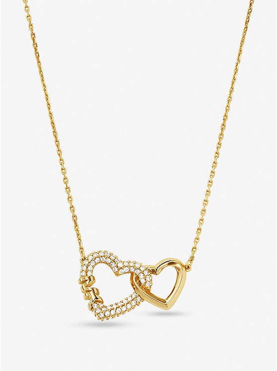 MK MKC1641AN Precious Metal-Plated Sterling Silver Interlocking Hearts Necklace GOLD