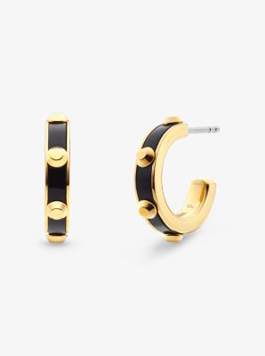 MKJ7541 - Studded Gold-Plated and Acetate Hoop Earrings GOLD