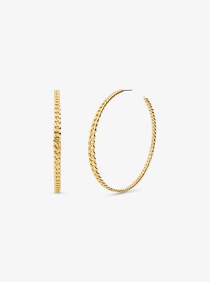 MKJ7782 - 14K Gold-Plated Brass Curb Link Hoop Earrings GOLD