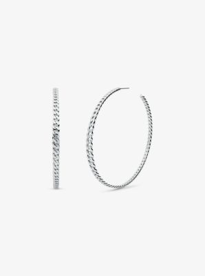 MKJ7783 - Silver-Tone Brass Curb Link Hoop Earrings SILVER