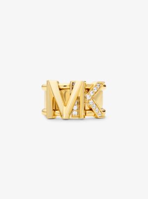 MKJ7836 - 14K Gold-Plated Brass Pavé Logo Ring GOLD