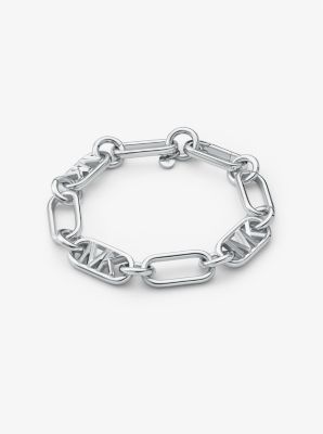 MKJ8053 - Precious Metal-Plated Brass Chain Link Bracelet SILVER