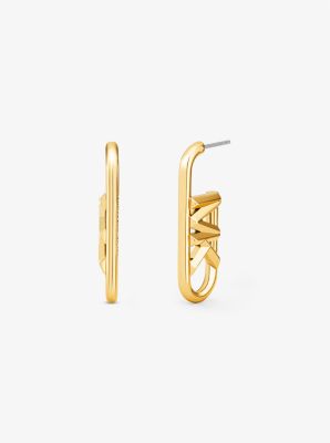 MKJ8082 - Precious Metal-Plated Brass Empire Logo Earrings GOLD
