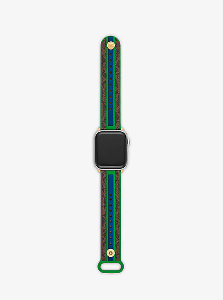 MKS8017 - Logo Stripe Strap For Apple Watch® GREEN