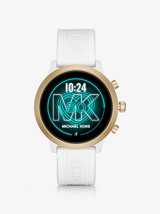 MK MKT5071 Michael Kors Access Gen 4 MKGO Gold-Tone and Silicone Smartwatch WHITE