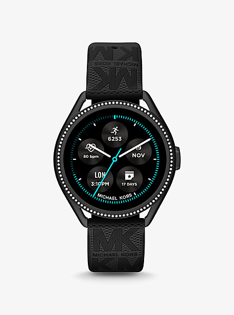 MKT5121V - Michael Kors Access Gen 5E MKGO Black-Tone and Logo Rubber Smartwatch BLACK