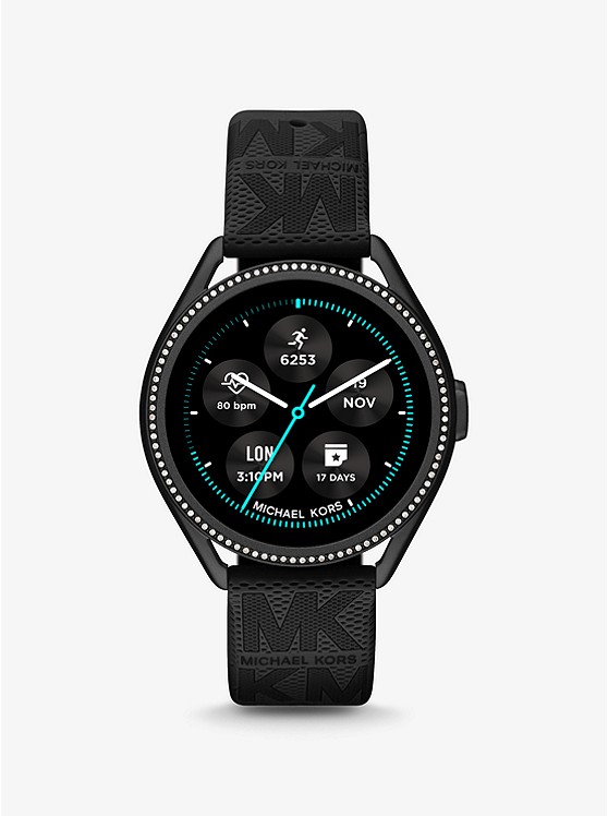 MK MKT5121V Michael Kors Access Gen 5E MKGO Black-Tone and Logo Rubber Smartwatch BLACK