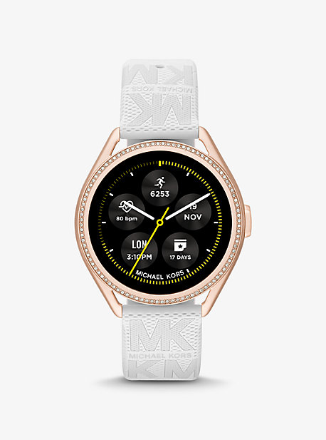 MKT5141V - Michael Kors Access Gen 5E MKGO Rose Gold-Tone and Logo Rubber Smartwatch WHITE