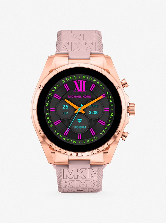 MK MKT5150V Gen 6 Bradshaw Rose Gold-Tone and Logo Silicone Smartwatch BLUSH