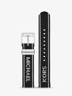MKT9071 - Gen 4 Runway Logo Tape Nylon Smartwatch Strap BLACK/WHITE