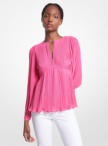 MR340GN7R3 - Pleated Georgette Blouse CERISE