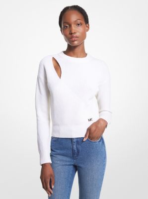 MR360IYCSN - Wool Blend Cutout Sweater WHITE