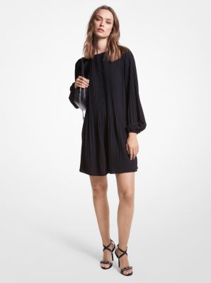 MR381IU4YP - Pleated Crepe Mini Dress BLACK