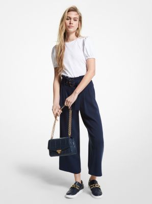 MS1301RENX - Belted Crepe Pants MIDNIGHTBLUE