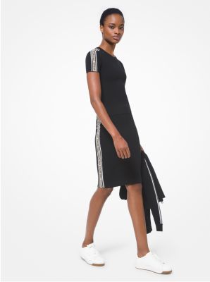MS1701F1FW - Logo Tape Textured Knit Pencil Skirt BLACK