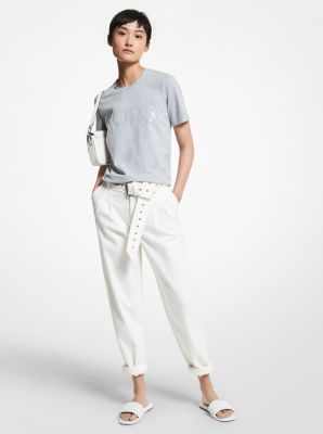 MS1900LBUG - Stretch Denim Belted Jeans WHITE