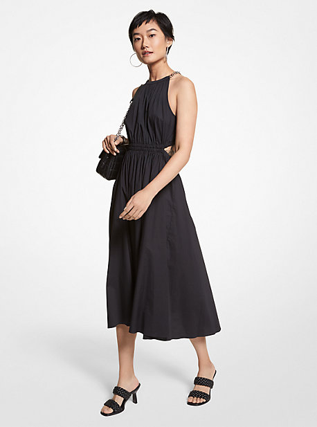 MS28182F4C - Stretch Cotton Poplin Cutout Dress BLACK