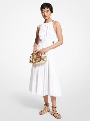 MS28182F4C - Stretch Cotton Poplin Cutout Dress WHITE
