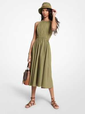 MS28182F4C - Stretch Cotton Poplin Cutout Dress SMOKEY OLIVE