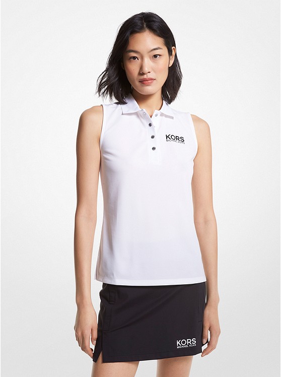 MK MS350KG4L2 Golf Logo Piqué Sleeveless Polo Shirt WHITE