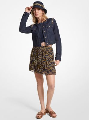 MS3706K8EV - Status Print Georgette Pleated Skirt MIDNIGHTBLUE