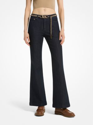 MS39041M24 - Stretch Denim Belted Flared Jeans RINSE