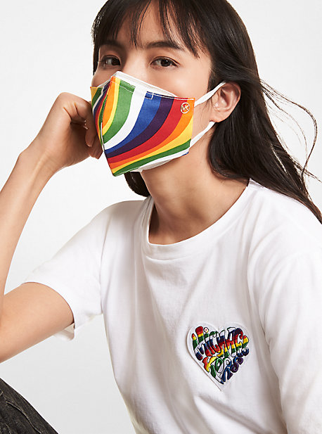 MU100093HD - Wavy Rainbow Stretch Cotton Face Mask RAINBOW