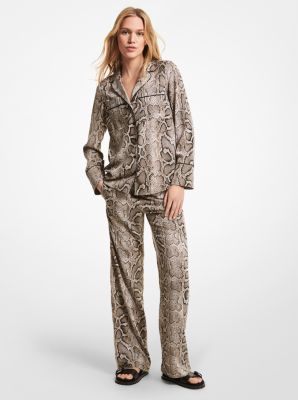 MU13H0D2FU - Embellished Snake Crushed Crepe Pajama Pants DUNE