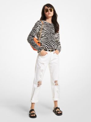 MU1604S2H9 - Zebra Cashmere Sweater WHITE/BLACK