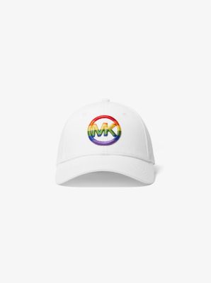 MU2001SEGJ - PRIDE Rainbow Logo Embroidered Stretch Cotton Baseball Hat WHITE