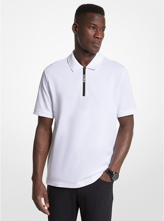 MK OF150DD2ZY Cotton Half-Zip Polo Shirt WHITE