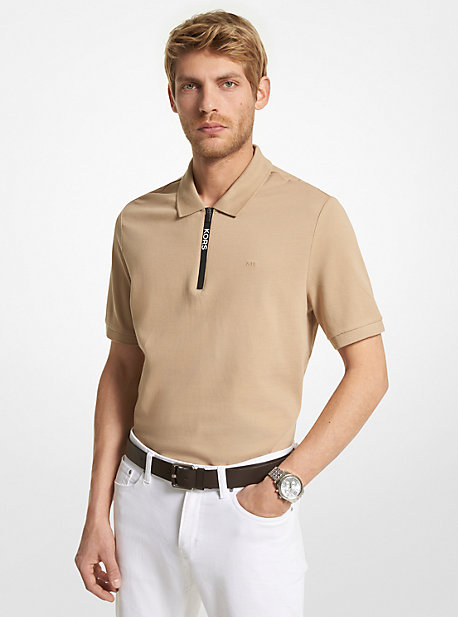 OF150DD2ZY - Cotton Half-Zip Polo Shirt KHAKI