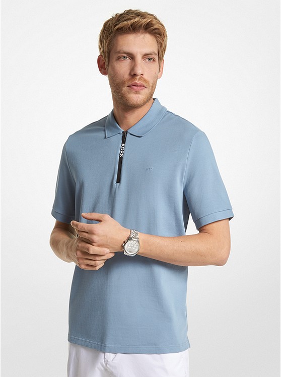 MK OF150DD2ZY Cotton Half-Zip Polo Shirt CHAMBRAY
