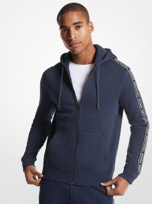 OS250SI46F - Logo Tape Cotton Blend Zip-Up Hoodie MIDNIGHT