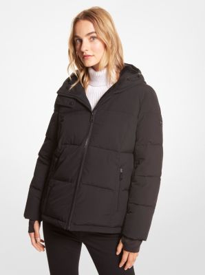 QA422178 - Faux Fur-Trim Quilted Puffer Jacket BLACK