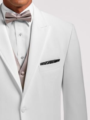 White Satin Edged Lapel Tux by Pronto Uomo Tuxedo Rental Moores