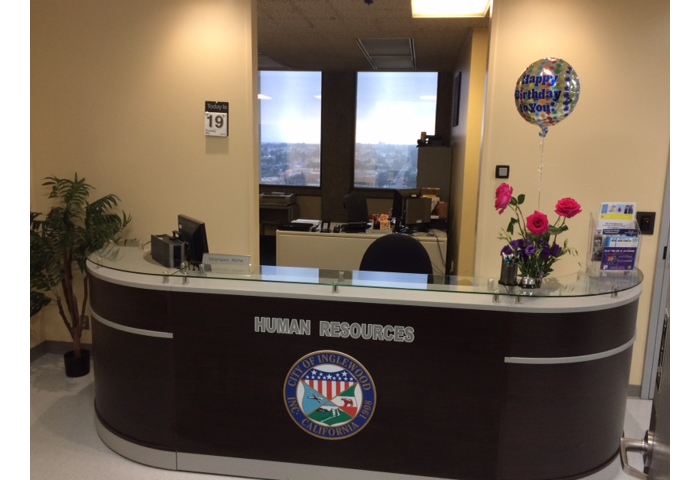 glass reception desk