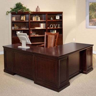 Martin Furniture Espresso LDesk with Set of Bookcases Espresso